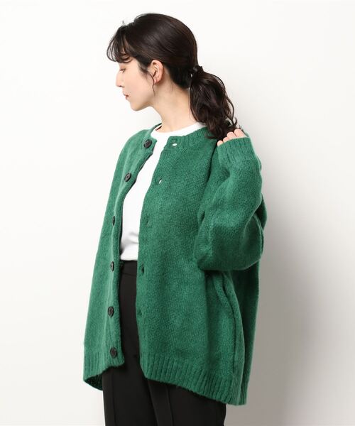 Bling Leads(ブリングリーズ)の「【Bl】【Bling leads】5ゲージモヘアタッチ ビッグ クルーネックカーディガン(カーディガン/ボレロ・レディース・チャコールグレー/ライトグレー/ブラック/グリーン/エメラルド/マスタード・LARGE/MEDIUM)」の1枚目の写真