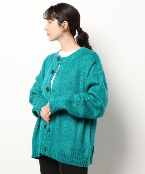 Bling Leads(ブリングリーズ)の「【Bl】【Bling leads】5ゲージモヘアタッチ ビッグ クルーネックカーディガン(カーディガン/ボレロ・レディース・チャコールグレー/ライトグレー/ブラック/グリーン/エメラルド/マスタード・LARGE/MEDIUM)」の5枚目の写真