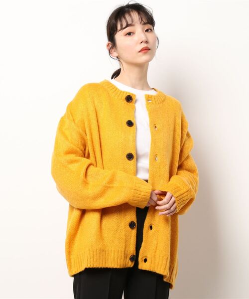Bling Leads(ブリングリーズ)の「【Bl】【Bling leads】5ゲージモヘアタッチ ビッグ クルーネックカーディガン(カーディガン/ボレロ・レディース・チャコールグレー/ライトグレー/ブラック/グリーン/エメラルド/マスタード・LARGE/MEDIUM)」の6枚目の写真
