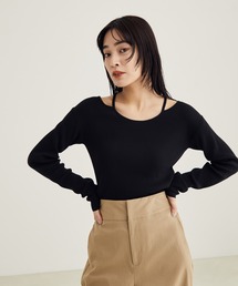 SALON adam et rope' | 【アンサンブル対応】リブデザインネックプルオーバー(ニット/セーター)