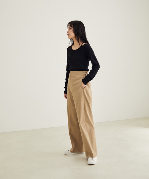 SALON adam et rope'（サロン アダム エ ロペ）の「【アンサンブル対応】リブデザインネックプルオーバー（ニット/セーター・レディース・ホワイト/ブラック/キャメル・FREE）」の8枚目の写真