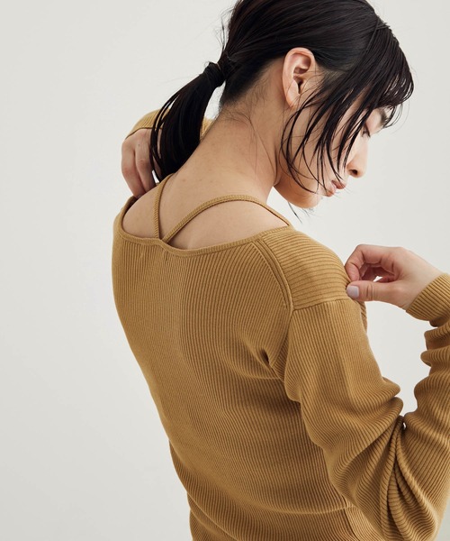 SALON adam et rope'（サロン アダム エ ロペ）の「【アンサンブル対応】リブデザインネックプルオーバー（ニット/セーター・レディース・ホワイト/ブラック/キャメル・FREE）」の9枚目の写真