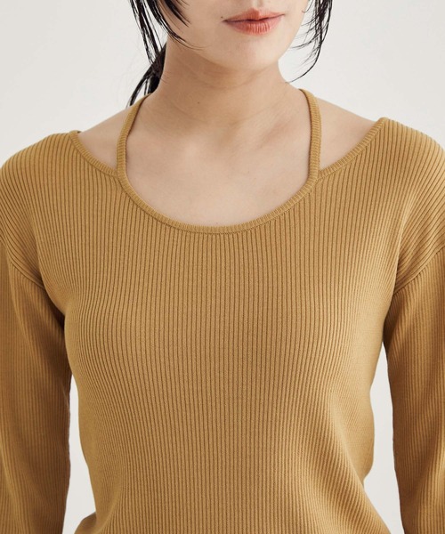 SALON adam et rope'（サロン アダム エ ロペ）の「【アンサンブル対応】リブデザインネックプルオーバー（ニット/セーター・レディース・ホワイト/ブラック/キャメル・FREE）」の19枚目の写真