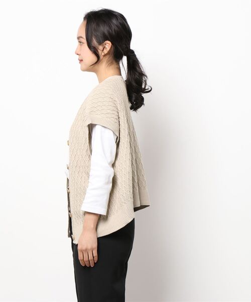 ehka sopo（エヘカソポ）の「前後2WAYニットベスト（ベスト・レディース・ベージュ/オフホワイト/グリーン・ﾌﾘ-）」の5枚目の写真