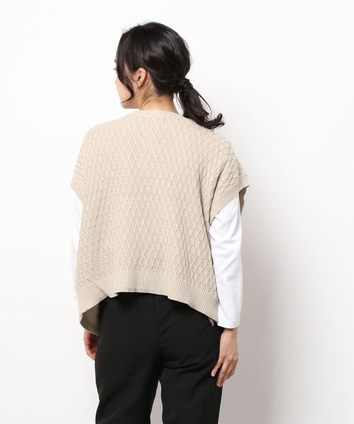 ehka sopo（エヘカソポ）の「前後2WAYニットベスト（ベスト・レディース・ベージュ/オフホワイト/グリーン・ﾌﾘ-）」の4枚目の写真