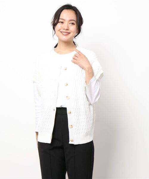 ehka sopo（エヘカソポ）の「前後2WAYニットベスト（ベスト・レディース・ベージュ/オフホワイト/グリーン・ﾌﾘ-）」の8枚目の写真