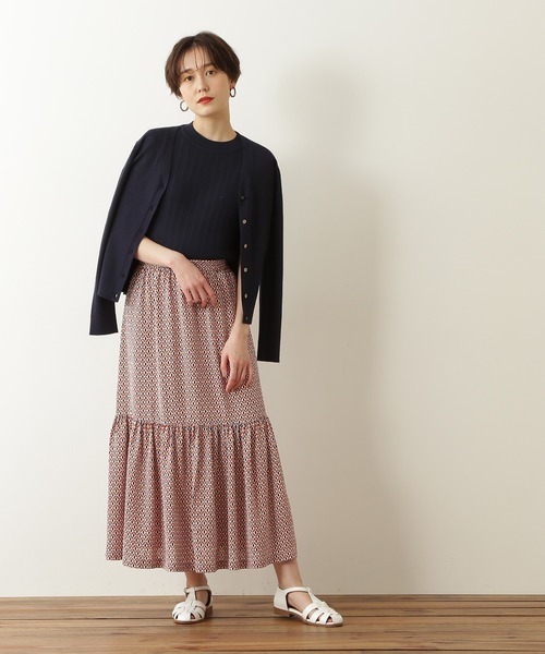 N.（N. Natural Beauty Basic）（エヌエヌナチュラルビューティーベーシック）の「◆キカプリントティアードスカート（スカート・レディース・ブラウン系その他/グリーン系その他・MEDIUM）」の3枚目の写真