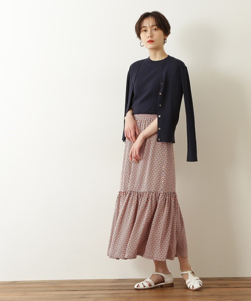 N.（N. Natural Beauty Basic）（エヌエヌナチュラルビューティーベーシック）の「◆キカプリントティアードスカート（スカート・レディース・ブラウン系その他/グリーン系その他・MEDIUM）」の4枚目の写真