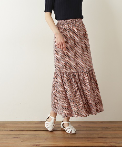 N.（N. Natural Beauty Basic）（エヌエヌナチュラルビューティーベーシック）の「◆キカプリントティアードスカート（スカート・レディース・ブラウン系その他/グリーン系その他・MEDIUM）」の13枚目の写真