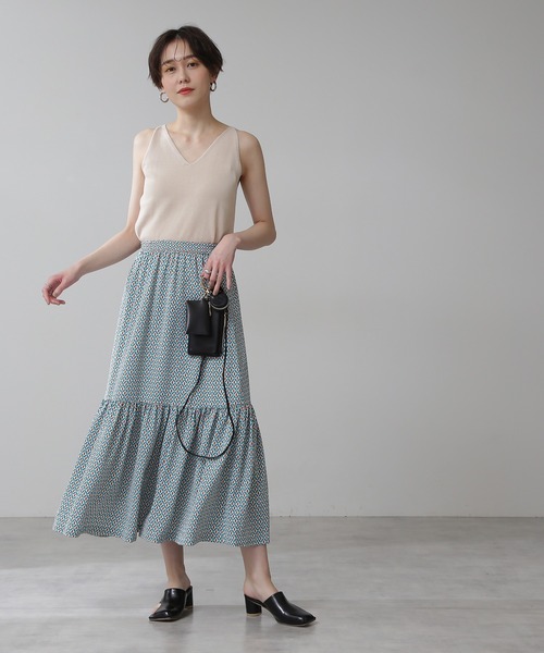 N.（N. Natural Beauty Basic）（エヌエヌナチュラルビューティーベーシック）の「◆キカプリントティアードスカート（スカート・レディース・ブラウン系その他/グリーン系その他・MEDIUM）」の6枚目の写真
