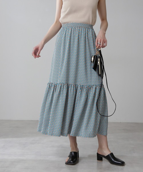 N.（N. Natural Beauty Basic）（エヌエヌナチュラルビューティーベーシック）の「◆キカプリントティアードスカート（スカート・レディース・ブラウン系その他/グリーン系その他・MEDIUM）」の5枚目の写真