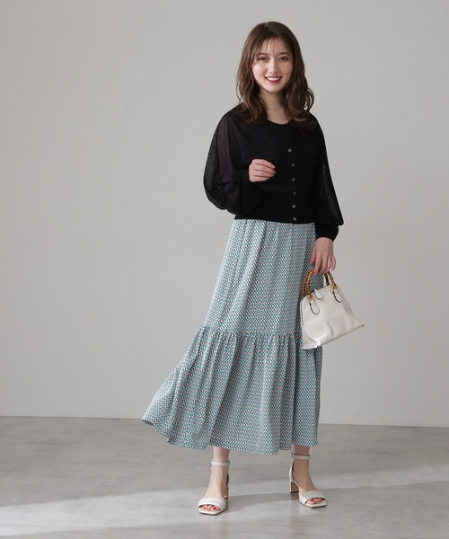 N.（N. Natural Beauty Basic）（エヌエヌナチュラルビューティーベーシック）の「◆キカプリントティアードスカート（スカート・レディース・ブラウン系その他/グリーン系その他・MEDIUM）」の18枚目の写真