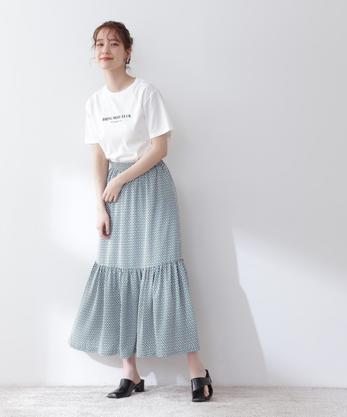 N.（N. Natural Beauty Basic）（エヌエヌナチュラルビューティーベーシック）の「◆キカプリントティアードスカート（スカート・レディース・ブラウン系その他/グリーン系その他・MEDIUM）」の14枚目の写真