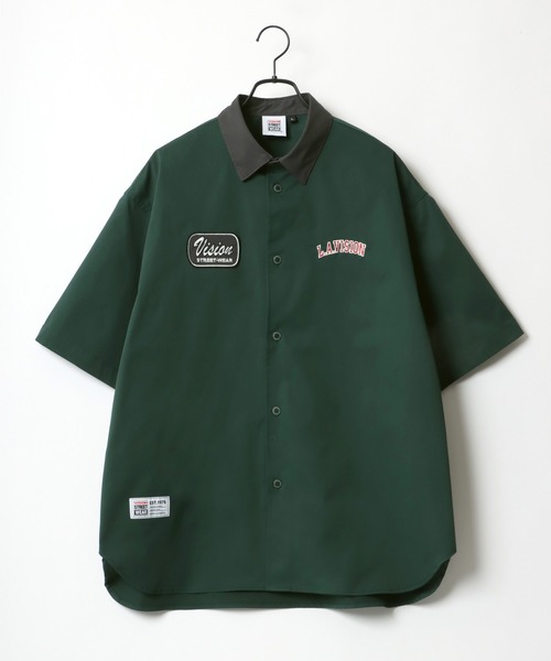VISION STREET WEAR（ヴィジョンストリートウェア）の「VISION STREET WEAR/ヴィジョンストリートウエア オーバーサイズ ロゴ ワッペン 刺繍 クレリック ワークシャツ（シャツ/ブラウス・メンズ・チャコールグレー/グリーン/アイボリー・LL/M/L）」の14枚目の写真