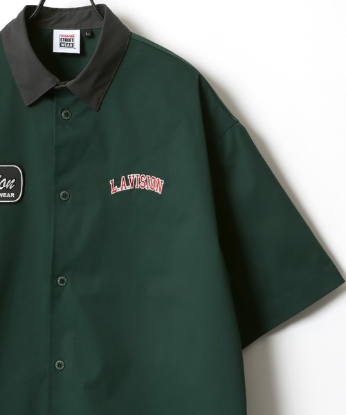 VISION STREET WEAR（ヴィジョンストリートウェア）の「VISION STREET WEAR/ヴィジョンストリートウエア オーバーサイズ ロゴ ワッペン 刺繍 クレリック ワークシャツ（シャツ/ブラウス・メンズ・チャコールグレー/グリーン/アイボリー・LL/M/L）」の8枚目の写真