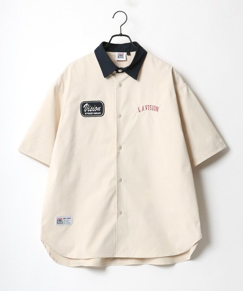 VISION STREET WEAR（ヴィジョンストリートウェア）の「VISION STREET WEAR/ヴィジョンストリートウエア オーバーサイズ ロゴ ワッペン 刺繍 クレリック ワークシャツ（シャツ/ブラウス・メンズ・チャコールグレー/グリーン/アイボリー・LL/M/L）」の10枚目の写真