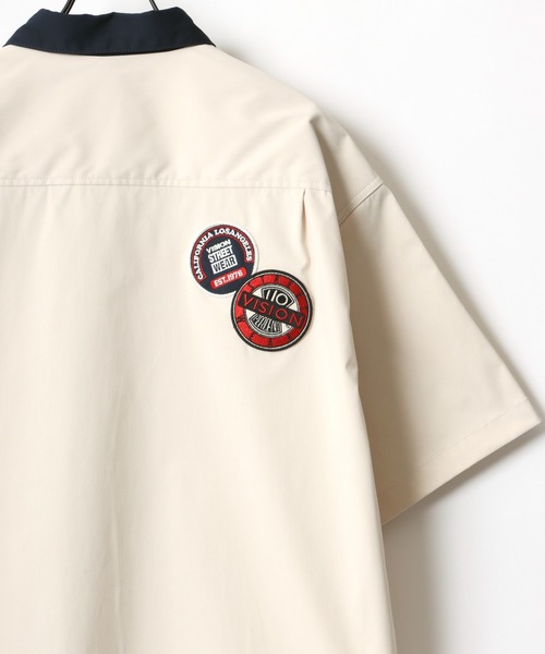 VISION STREET WEAR（ヴィジョンストリートウェア）の「VISION STREET WEAR/ヴィジョンストリートウエア オーバーサイズ ロゴ ワッペン 刺繍 クレリック ワークシャツ（シャツ/ブラウス・メンズ・チャコールグレー/グリーン/アイボリー・LL/M/L）」の5枚目の写真