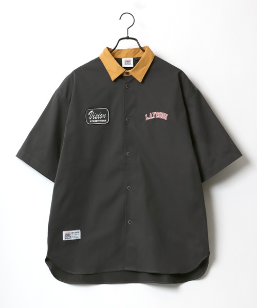 VISION STREET WEAR（ヴィジョンストリートウェア）の「VISION STREET WEAR/ヴィジョンストリートウエア オーバーサイズ ロゴ ワッペン 刺繍 クレリック ワークシャツ（シャツ/ブラウス・メンズ・チャコールグレー/グリーン/アイボリー・LL/M/L）」の12枚目の写真