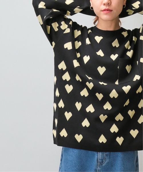 Oriens JOURNAL STANDARD(オリエンス ジャーナルスタンダード)の「ハートパターンロンTシャツ(ニット/セーター・メンズ・ブラック/ネイビー/グリーン・MEDIUM/LARGE)」の2枚目の写真