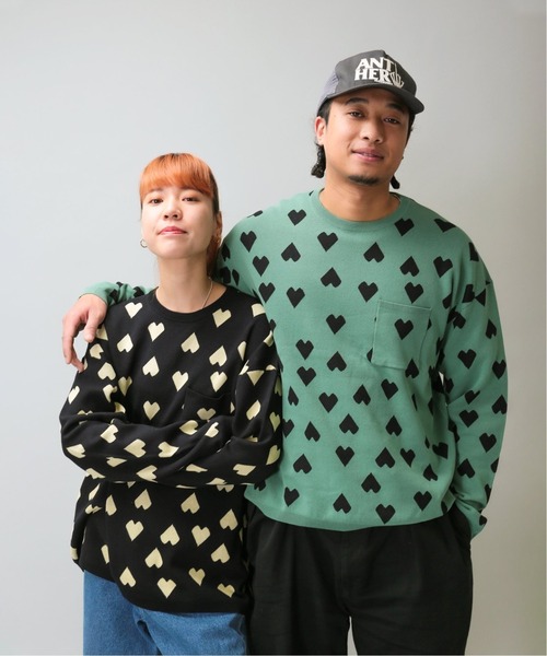 Oriens JOURNAL STANDARD(オリエンス ジャーナルスタンダード)の「ハートパターンロンTシャツ(ニット/セーター・メンズ・ブラック/ネイビー/グリーン・MEDIUM/LARGE)」の10枚目の写真