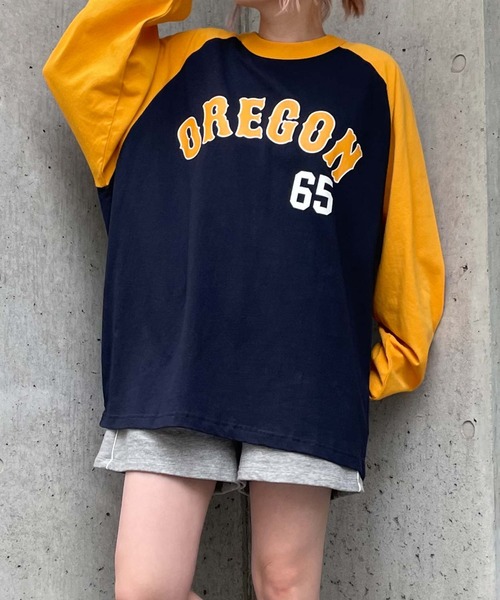 WEGO(ウィゴー)の「WEGO/スタジアムロゴプリントBIGロンT(Tシャツ/カットソー・メンズ・グリーン/パープル/ブラック系その他/オレンジ/ダークグリーン/ブラック・LARGE/MEDIUM)」の6枚目の写真