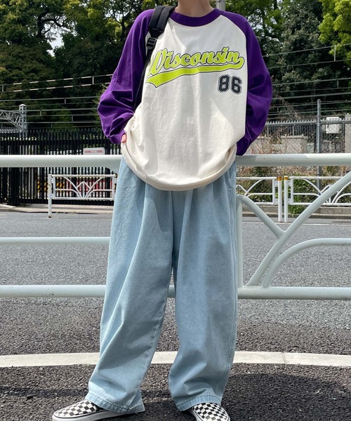 WEGO(ウィゴー)の「WEGO/スタジアムロゴプリントBIGロンT(Tシャツ/カットソー・メンズ・グリーン/パープル/ブラック系その他/オレンジ/ダークグリーン/ブラック・LARGE/MEDIUM)」の11枚目の写真