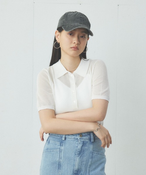 Happy John（ハッピージョン）の「sheer color polo knit/シアー