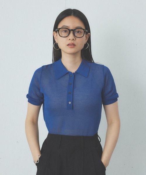 ポロシャツ ポロ SHEER knit polo レディース fig London ポロシャツ ポロ SHEER knit polo レディース