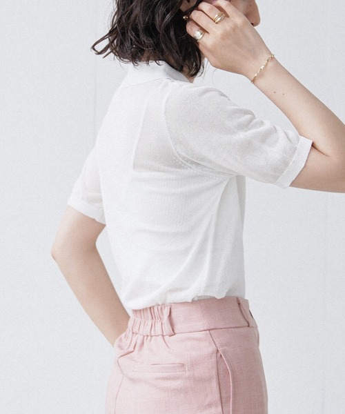 ニット セーター SHEER KNIT POLO/シアーニットポロ レディース sheer knit polo|kivi | RETRO GIRL ONLINE STORE レトロガール