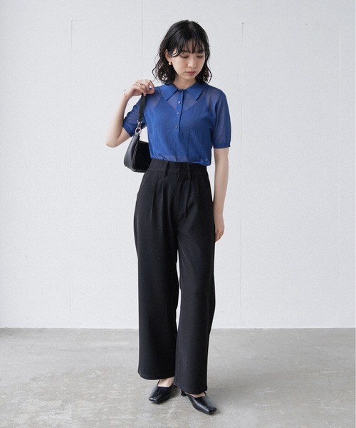 ポロシャツ ポロ SHEER knit polo レディース セール】sheer polo knit / シアーポロニット（ポロシャツ
