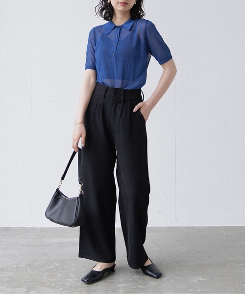 Happy John(ハッピージョン)の「sheer color polo knit/シアーカラーポロニット(ポロシャツ・レディース・ホワイト/ピンク/オレンジ/ブルー・FREE)」の13枚目の写真