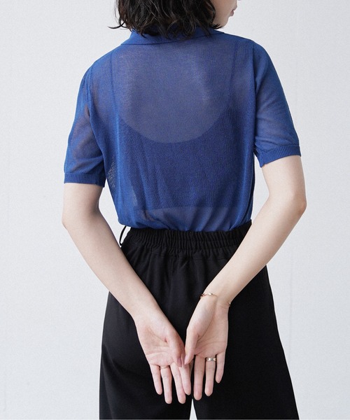 Happy John(ハッピージョン)の「sheer color polo knit/シアーカラーポロニット(ポロシャツ・レディース・ホワイト/ピンク/オレンジ/ブルー・FREE)」の8枚目の写真