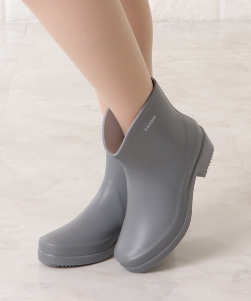 Lace Ladies（レースレディース）の「ショート丈ミニヒールレインブーツ（レインシューズ・レディース・グレー/ブラック・23.5/24/23/24.5/25）」の2枚目の写真