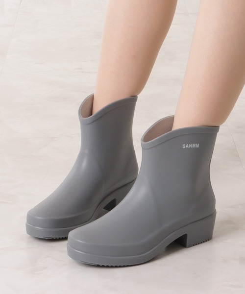 Lace Ladies（レースレディース）の「ショート丈ミニヒールレインブーツ（レインシューズ・レディース・グレー/ブラック・23.5/24/23/24.5/25）」の3枚目の写真