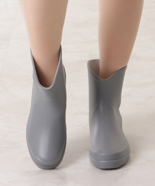 Lace Ladies（レースレディース）の「ショート丈ミニヒールレインブーツ（レインシューズ・レディース・グレー/ブラック・23.5/24/23/24.5/25）」の7枚目の写真