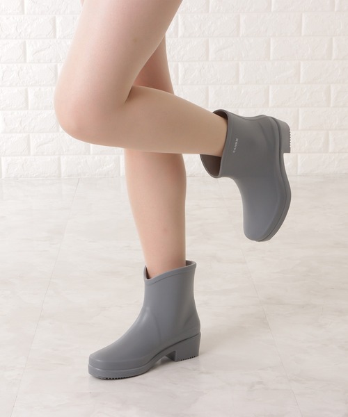 Lace Ladies（レースレディース）の「ショート丈ミニヒールレインブーツ（レインシューズ・レディース・グレー/ブラック・23.5/24/23/24.5/25）」の10枚目の写真