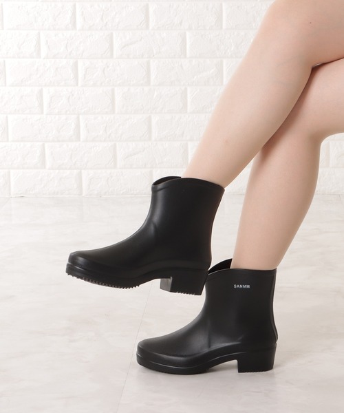 Lace Ladies（レースレディース）の「ショート丈ミニヒールレインブーツ（レインシューズ・レディース・グレー/ブラック・23.5/24/23/24.5/25）」の12枚目の写真