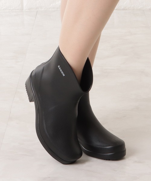 Lace Ladies（レースレディース）の「ショート丈ミニヒールレインブーツ（レインシューズ・レディース・グレー/ブラック・23.5/24/23/24.5/25）」の16枚目の写真