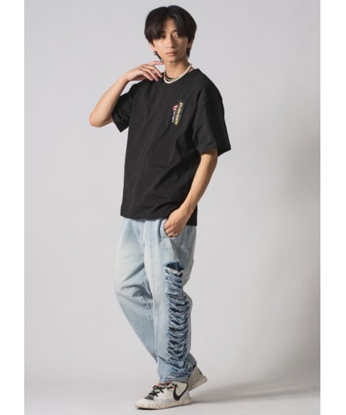 RE730(アールイーセブンサーティー)の「RE730 サーフボードにかくれているなみおくん ビッグシルエットTシャツ(Tシャツ/カットソー・メンズ・ブラック/オフホワイト・MEDIUM/LARGE/X-LARGE)」の14枚目の写真