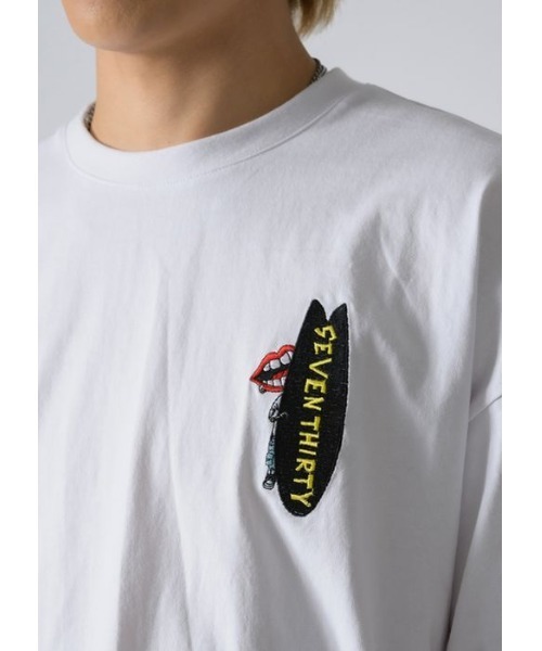 RE730(アールイーセブンサーティー)の「RE730 サーフボードにかくれているなみおくん ビッグシルエットTシャツ(Tシャツ/カットソー・メンズ・ブラック/オフホワイト・MEDIUM/LARGE/X-LARGE)」の17枚目の写真
