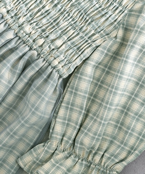 mily bilet（ミウィビレット）の「【mily bilet】愛されモテワンピ。チェック柄チュールレイヤードシャーリングワンピース（ワンピース・レディース・ピンク/ブルー/グリーン・SMALL/MEDIUM/LARGE）」の16枚目の写真