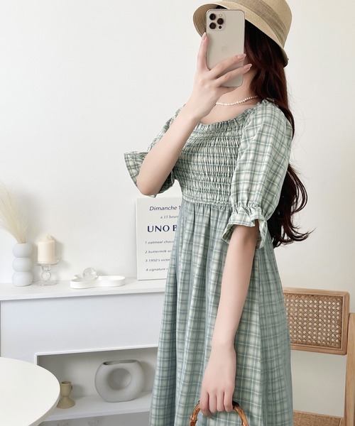 mily bilet（ミウィビレット）の「【mily bilet】愛されモテワンピ。チェック柄チュールレイヤードシャーリングワンピース（ワンピース・レディース・ピンク/ブルー/グリーン・SMALL/MEDIUM/LARGE）」の20枚目の写真