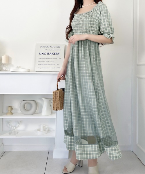 mily bilet（ミウィビレット）の「【mily bilet】愛されモテワンピ。チェック柄チュールレイヤードシャーリングワンピース（ワンピース・レディース・ピンク/ブルー/グリーン・SMALL/MEDIUM/LARGE）」の21枚目の写真