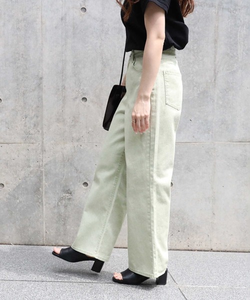 HONEYSUCKLE ROSE（ハニーサックルローズ）の「【HONEYSUCKLE ROSE】カラーセミワイドパンツ（デニムパンツ・レディース・ブラウン/オレンジ/グリーン・M/S/L）」の3枚目の写真