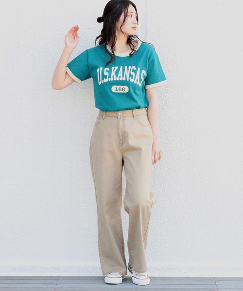 HONEYSUCKLE ROSE（ハニーサックルローズ）の「【HONEYSUCKLE ROSE】カラーセミワイドパンツ（デニムパンツ・レディース・ブラウン/オレンジ/グリーン・M/S/L）」の6枚目の写真