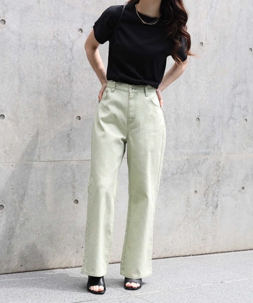 HONEYSUCKLE ROSE（ハニーサックルローズ）の「【HONEYSUCKLE ROSE】カラーセミワイドパンツ（デニムパンツ・レディース・ブラウン/オレンジ/グリーン・M/S/L）」の8枚目の写真