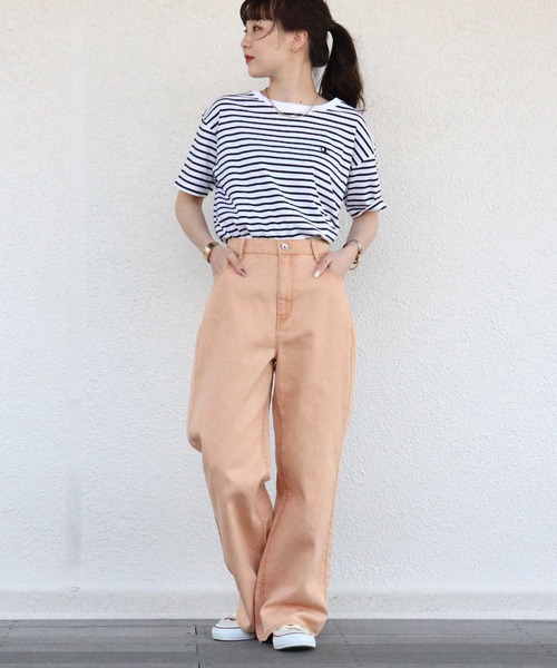 HONEYSUCKLE ROSE（ハニーサックルローズ）の「【HONEYSUCKLE ROSE】カラーセミワイドパンツ（デニムパンツ・レディース・ブラウン/オレンジ/グリーン・M/S/L）」の10枚目の写真