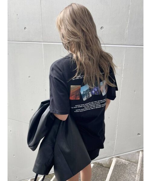 EVRIS（エヴリス）の「バックフォトBIG TEE（Tシャツ/カットソー・レディース・ホワイト/ブラック・FREE）」の2枚目の写真