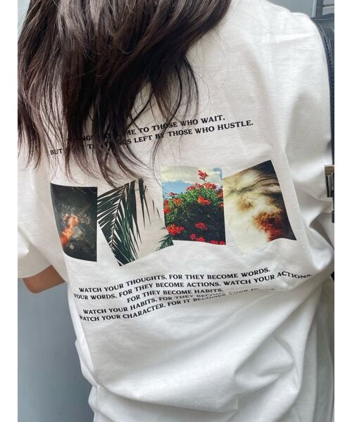 EVRIS（エヴリス）の「バックフォトBIG TEE（Tシャツ/カットソー・レディース・ホワイト/ブラック・FREE）」の4枚目の写真