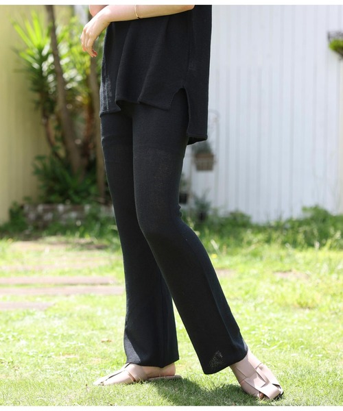 ANAP(アナップ)の「ニットフレアパンツ(その他パンツ・レディース・ベージュ/ブラック×グレー/ブラック/ホワイト系その他・FREE)」の3枚目の写真